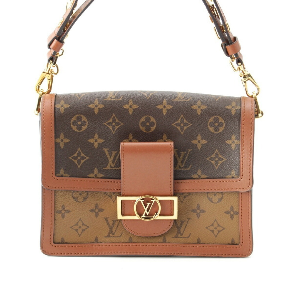 Louis Vuitton Monogram Leather Reverse Dauphine Chain Shoulder Crossbody Bag